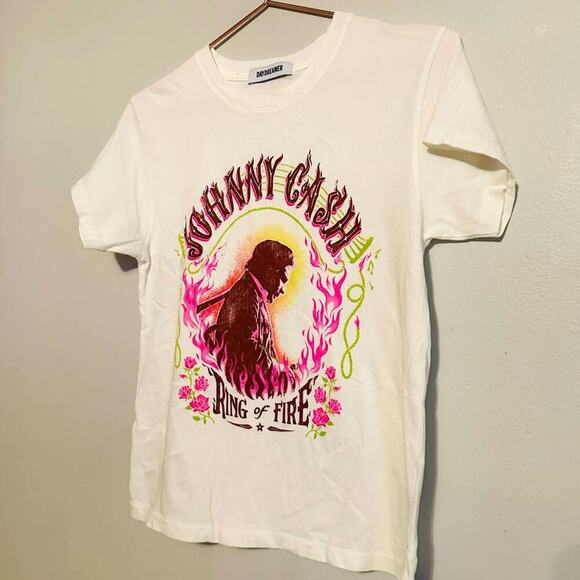 Daydreamer Johnny Cash Ring of Fire Tour T-Shirt in Vintage White Size XS - Picture 6 of 6